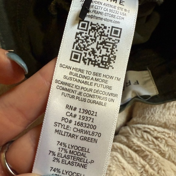 Frame Cinched High Rise Wide Leg Pants Military Green Size 29 - Picture 9 of 12